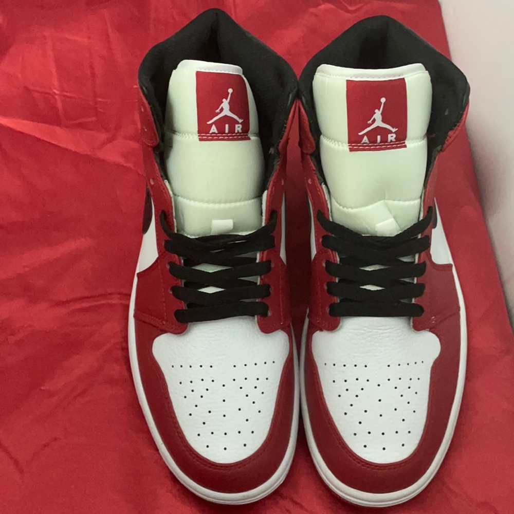 High top Jordan 1 red and white
